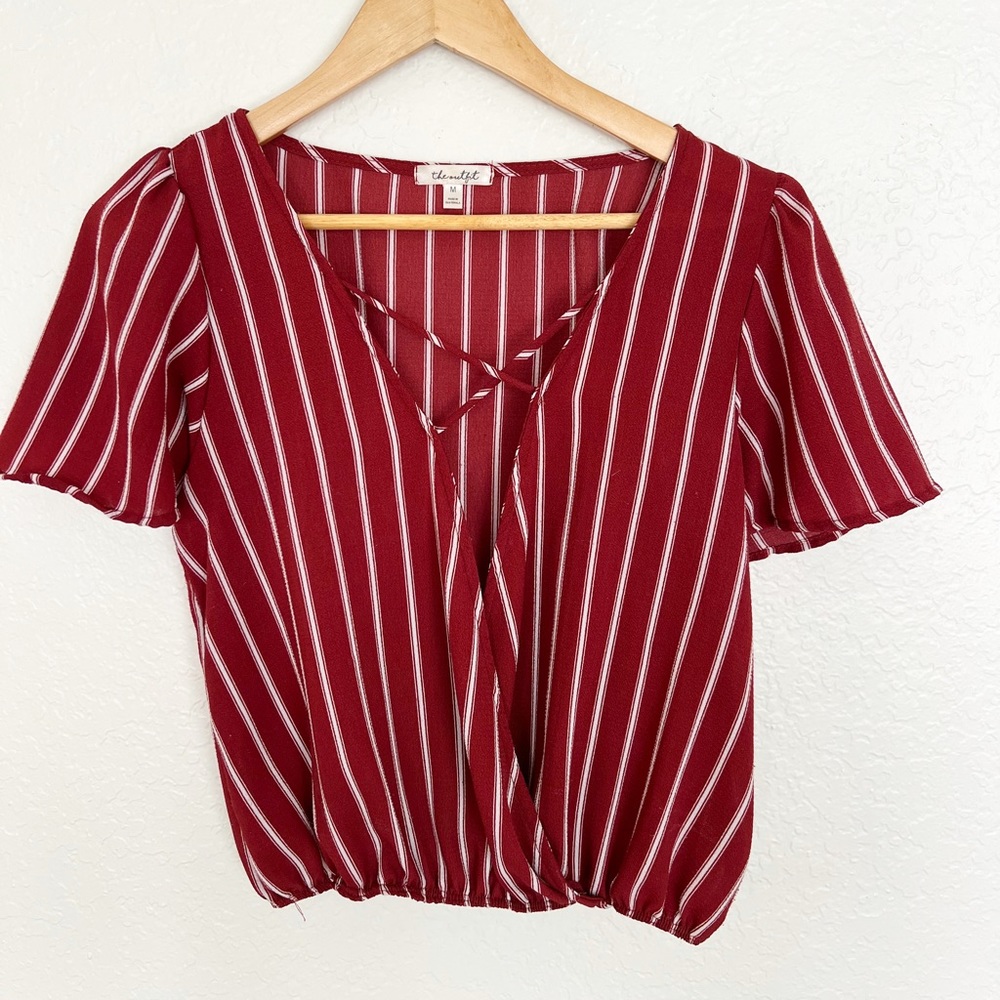 Red and white striped blouse